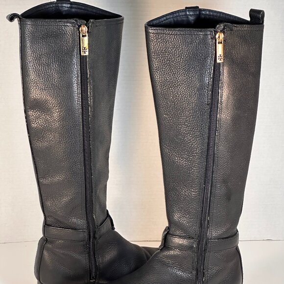 Women's Tory Burch Black Leather Tall Boots - Picture 6 of 16